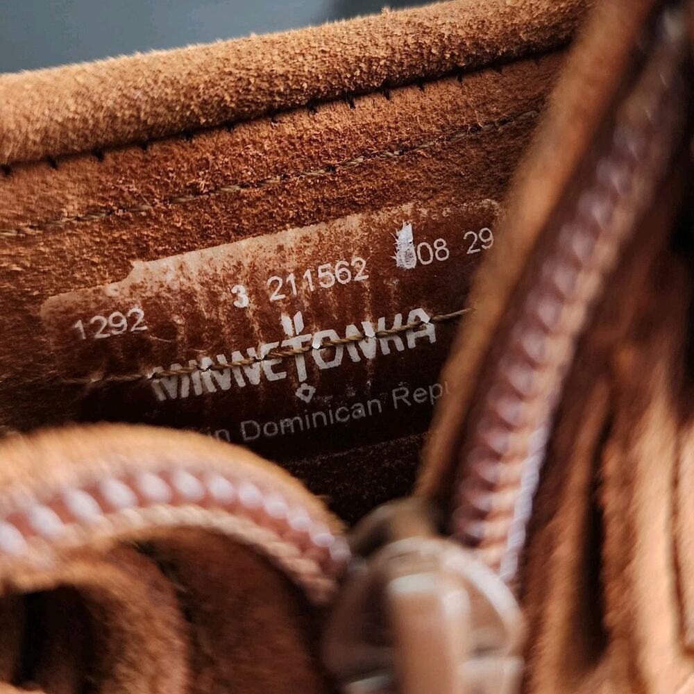 Minnetonka Youth Size 3 Brown Suede Fringe Zip Ankle Moccasin Boots - Picture 6 of 8